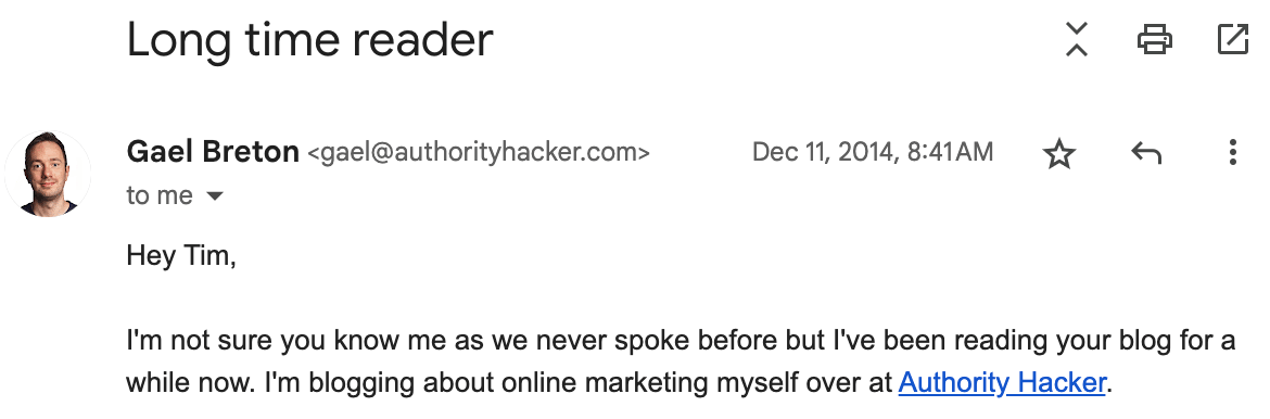 2014 email from Gael Breton