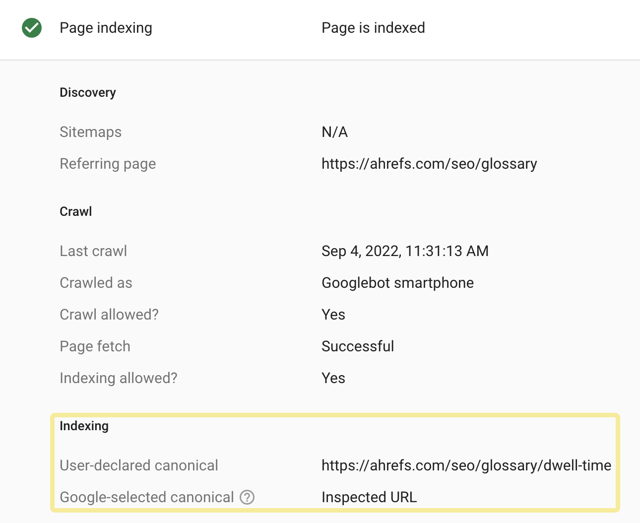 在 Google Search Console 中使用网址检查工具查看页面的索引状态