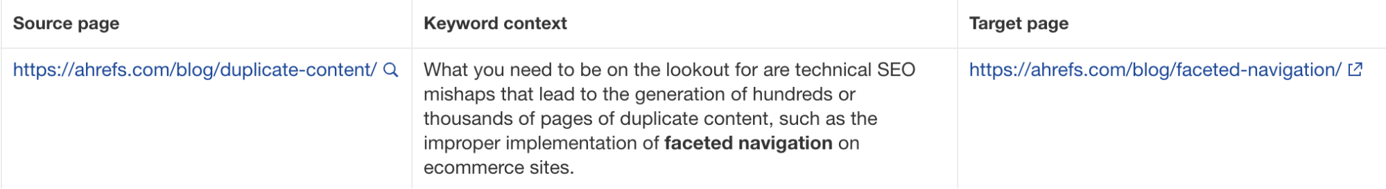 Ahrefs 网站诊断工具中的内部链接机会报告